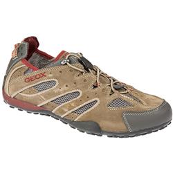 Geox Male SNAKE Leather/Textile Upper Textile Lining Fashion Trainers in Beige