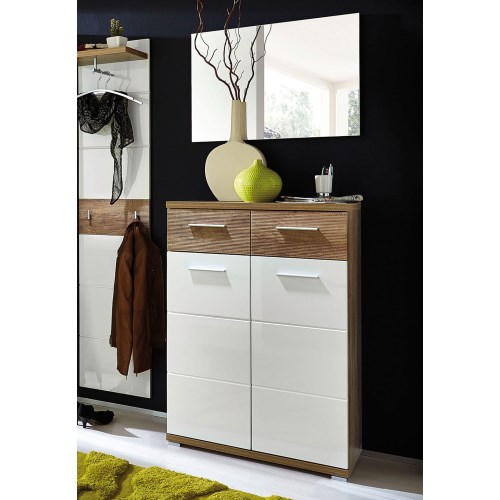 Center Shoe Cabinet in Oak and White -