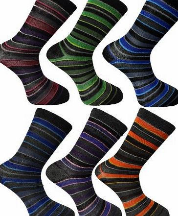 Get Top Marketing 12 Pairs Mens Modern casuals Stripe Socks, Grey and Black socks with multicolour stripes