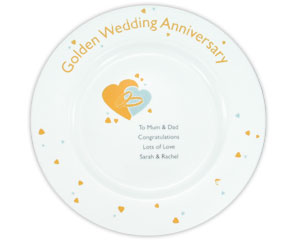 Gold Wedding Anniversary Plate