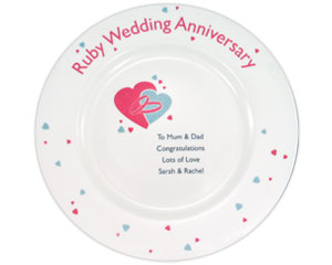 Ruby Wedding Anniversary Plate