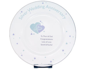 Getting Personal Silver Wedding Anniversary Plate