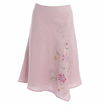 Pink linen embroidered skirt