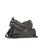 Black Washed Soft Leather Oversize Tote Bag