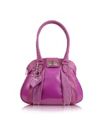 Cyclamen Calf Leather and Suede Shoulder Bag