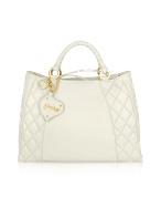 Ivory Quilted Nappa Leather Tote Bag