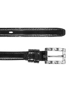 Ghibli Jeweled Buckle Black Patent Leather Skinny Belt
