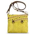 Jeweled Pistachio Suede and Leather Shoulder Square Bag