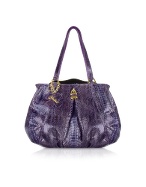 Purple Python Skin Satchel Bag