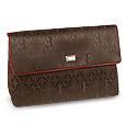 Brown Logoed Canvas and Leather Evening Clutch