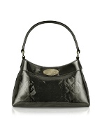 Gianfranco Ferre Lauro - Black Logo Patent Leather Shoulder Bag