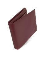 Men` Burgundy Soft Italian Leather Billfold ID Wallet