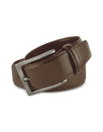 Men` Dark Brown Smooth Italian Leather Signature Belt