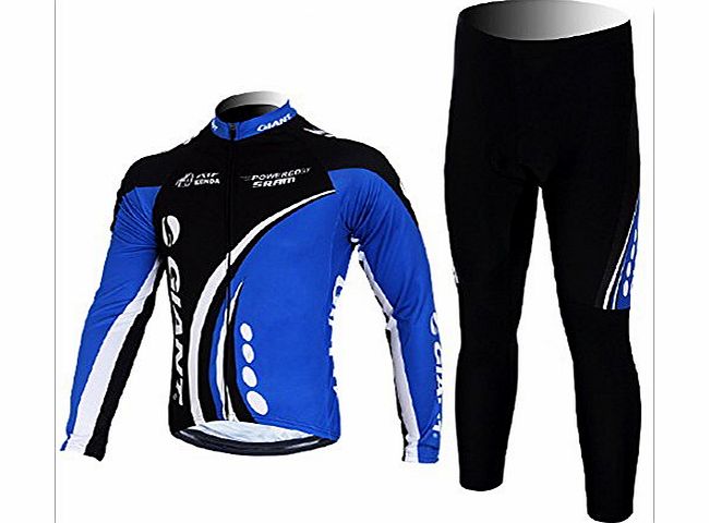 2014 Autumn and Winter Comfortable Outdoor Cycling Sets Made Of Breathable And Quick Dry Fabric-Long Sleeve Jersey And Pant (Blue, Size 2XL:UK14)