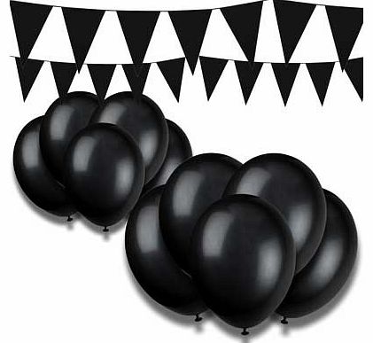 Giant Bunting and Balloon Set - Black