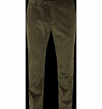 Gibson Dark Olive Cord Plain Front Trouser 40L