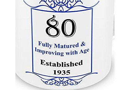 GIFT MUGS 80th Birthday Established 1935 Year Mug - Blue