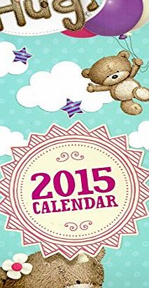 Gift Wishes 2015 Cute Bear Hugs Tall Slim Wall Calendar with Free Pocket Calendar Christmas Gift Illustrated Cartoon