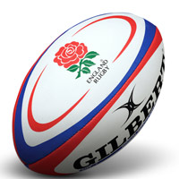 Gilbert England Rugby Midi Ball - White/Red.