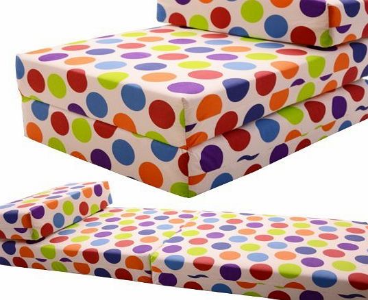 Gilda  STANDARD CHAIRBED - SPOTTY COTTON Single Chairbed Guest Z Chair bed Hardwearing Washable 100% Cotton Bed Z Bed Chairbed Futon Fold Out Guest Sleep Over Bed more fabric colours & types avai