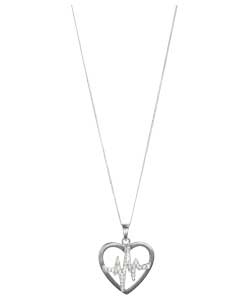 Giles Deacon Sterling Silver Crystal Heartbeat Pendant