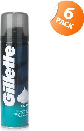 Gillette, 2102[^]0105508 Sensitive Skin Shaving Foam - 6 Pack