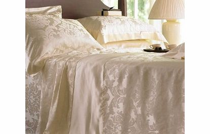 Gingerlily Cream Jacquard Silk Bedding Flat Sheets Double