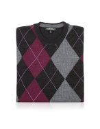 Menand#39;s Argyle Wool Crew-Neck Sweater