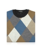 Menand#39;s Argyle Wool Crewneck Sweater