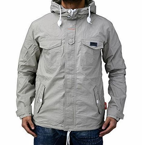 Gio-Goi Mens Designer Gio Goi Hooded Jacket Stone Jurer Cotton Lightweight Coat Small