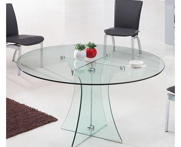 Round Dining Table - Glass top & pedestal - Modern - W120cm - Clear finish