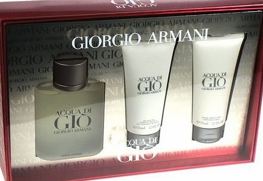 Giorgio Armani Acqua Di Gio Men by Giorgio Armani Eau de Toilette Spray 100ml, Shower Gel 75ml amp; Aftershave Balm 75ml