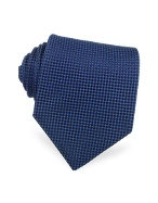 Dark Blue Jacquard Silk Seven Fold Tie