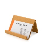 Giorgio Fedon 1919 Camel Grained Eco-Leather Business Card Desk Holder