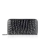 City - Croco Stamped Leather Womens Zip