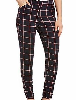 Girls On Film  Womens Bold Check Tapered Trouser, Blue (Navy/Red), Size 10
