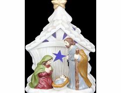 Nativity ceramic light up ornament