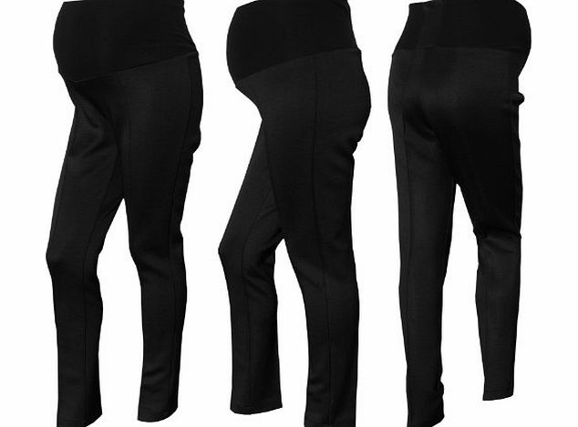 Glamour Empire Slim Skinny Overbump Pregnancy Maternity Breeches Trousers 354, Black, XL - UK 14