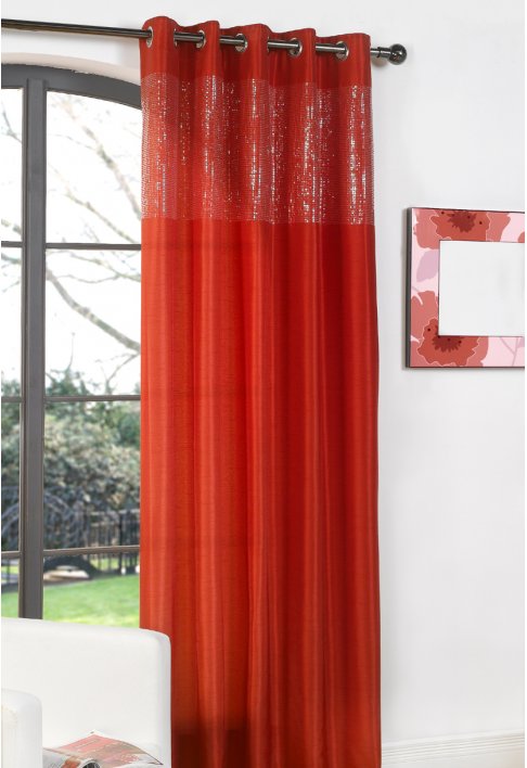 Glamour Red Silk Eyelet Curtains