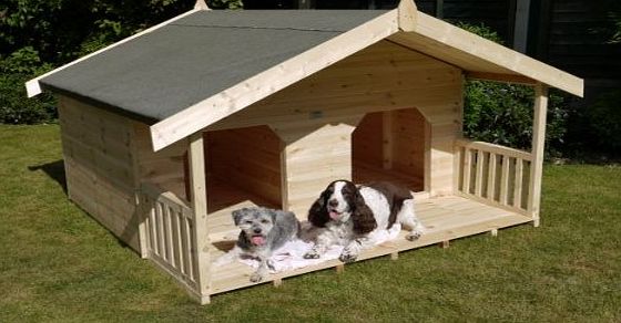 GLB Luxury Double Dog Kennel Summerhouse for 2 Large Dogs, Unique Design, Manufactured in Swedish Redwood Timber Tamp;G Please Note Restricted Delivery Areas