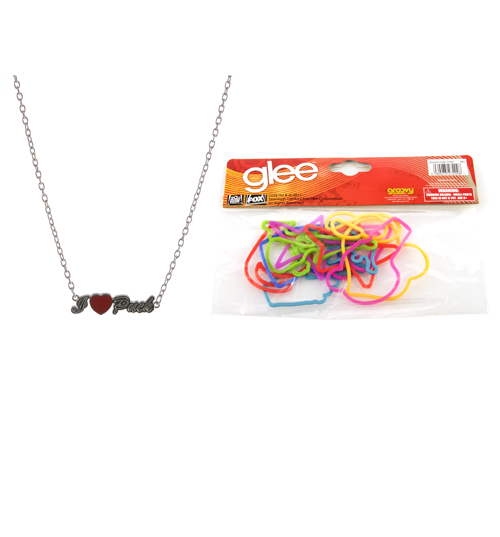Glee I Heart Puck Necklace and Rubber Band