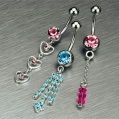 surgical steel set of 3 crystal body bars