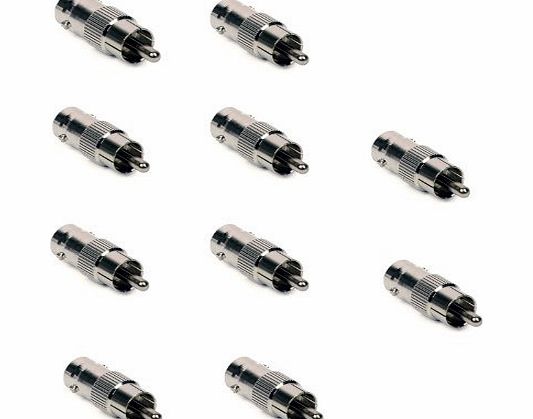 Globalebuy 10 x BNC Female To RCA Phono Male Connector Adapter Plug For CCTV Camera DVR Cable