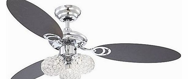 G9 Ceiling Fan with Chrome Blades, White/ Graphite