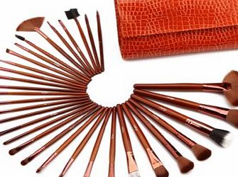 Glow 32 Piece Crocodile Leather Design Professional Makeup Brushes in Tan Case