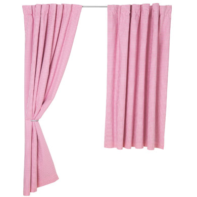 Bright Pink Gingham Blackout Curtains for kids