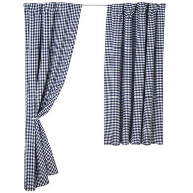 Navy Gingham Blackout Curtains for Kids