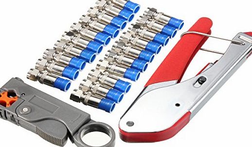 GOCHANGE Cable Crimper Stripper Tool ,GOCHANGE Portable Coax Cable Crimping Stripping Cutting Pliers / Non-Slip Crimper Stripper Cutter Tool / 1PCS Crimper 1PCS Stripper 20x Cable Coaxial Connector