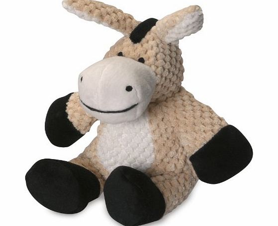 goDog Checkers Donkey with Chew Guard Technology Tough Plush Dog Toy, Small, Beige
