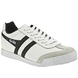 Male Gola Harrier Leather Upper Fashion Trainers in White and Black